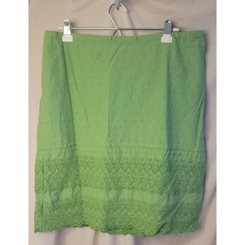 Old Navy Women's Plus 16 Green Eyelet Embroidered Cotton Skirt Boho Cottagecore